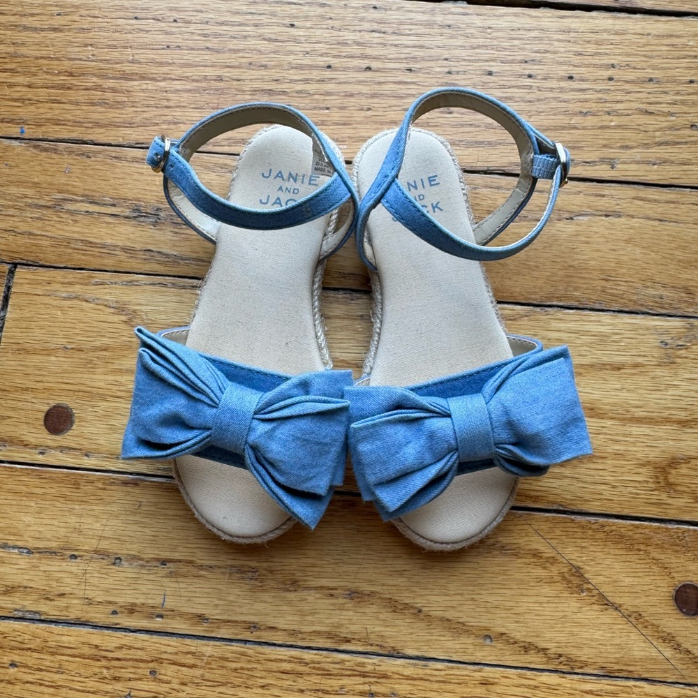 Janie and Jack Girls Light Blue Bow Sandals